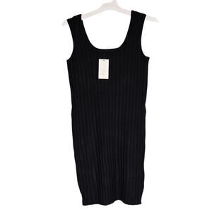 Black Ribbed Knit Tank Dress Bodycon NWT sz. M measurements in listing